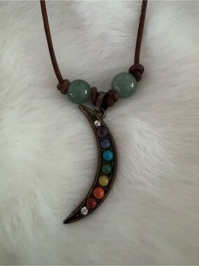 Chakra Crescent Moon Pendant Necklace